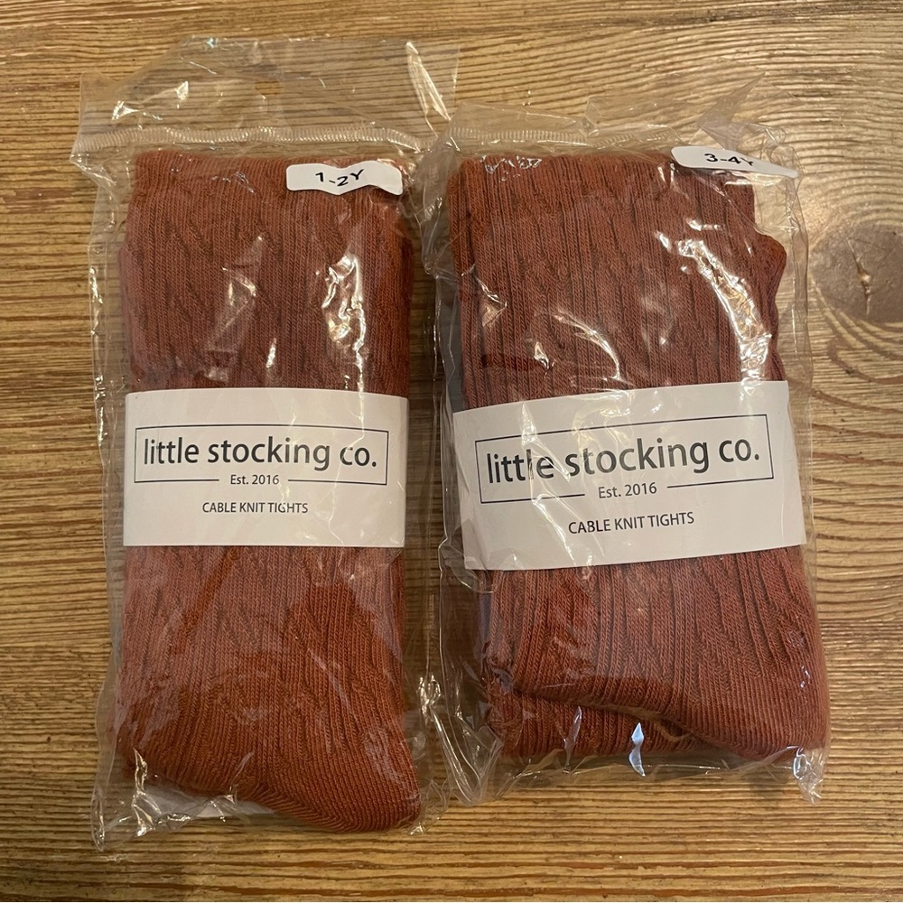 Little Stocking Co. Cable Knit Tights in Sugar Almond